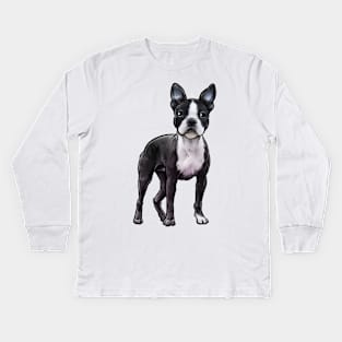 Boston Terrier Dog Kids Long Sleeve T-Shirt